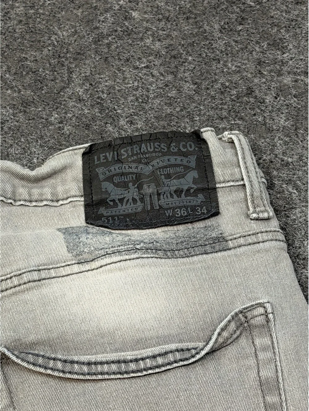 Levi’s 511 Men’s Jeans W36 L34 Gray Slim Fit Stretch Denim Light Wash